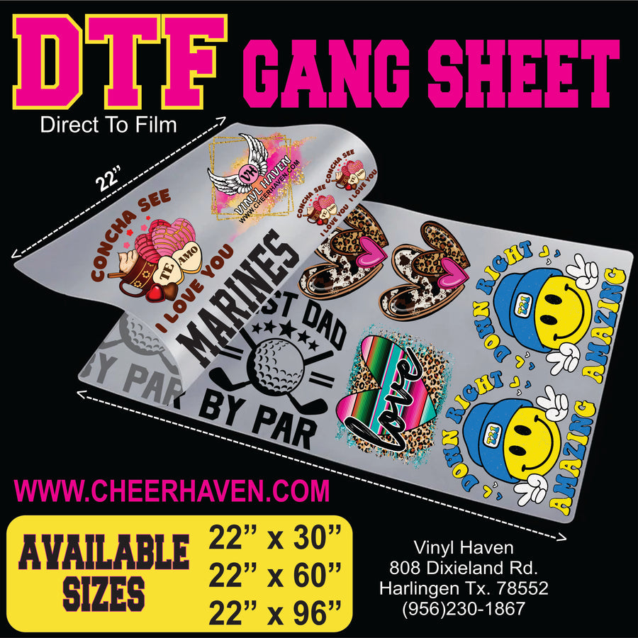 DTF Custom Transfers GANG SHEET (Roll) 22" x 200"