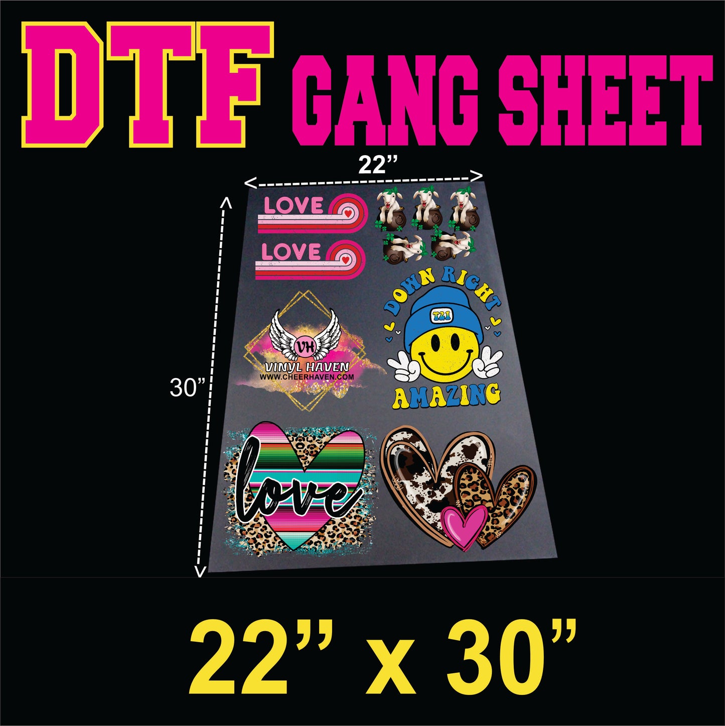 DTF Custom Transfers GANG SHEET (Roll) 22" x 30"