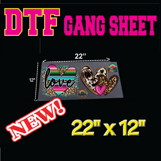 NEW * DTF Custom Transfers GANG SHEET (Roll) 22" x 12"