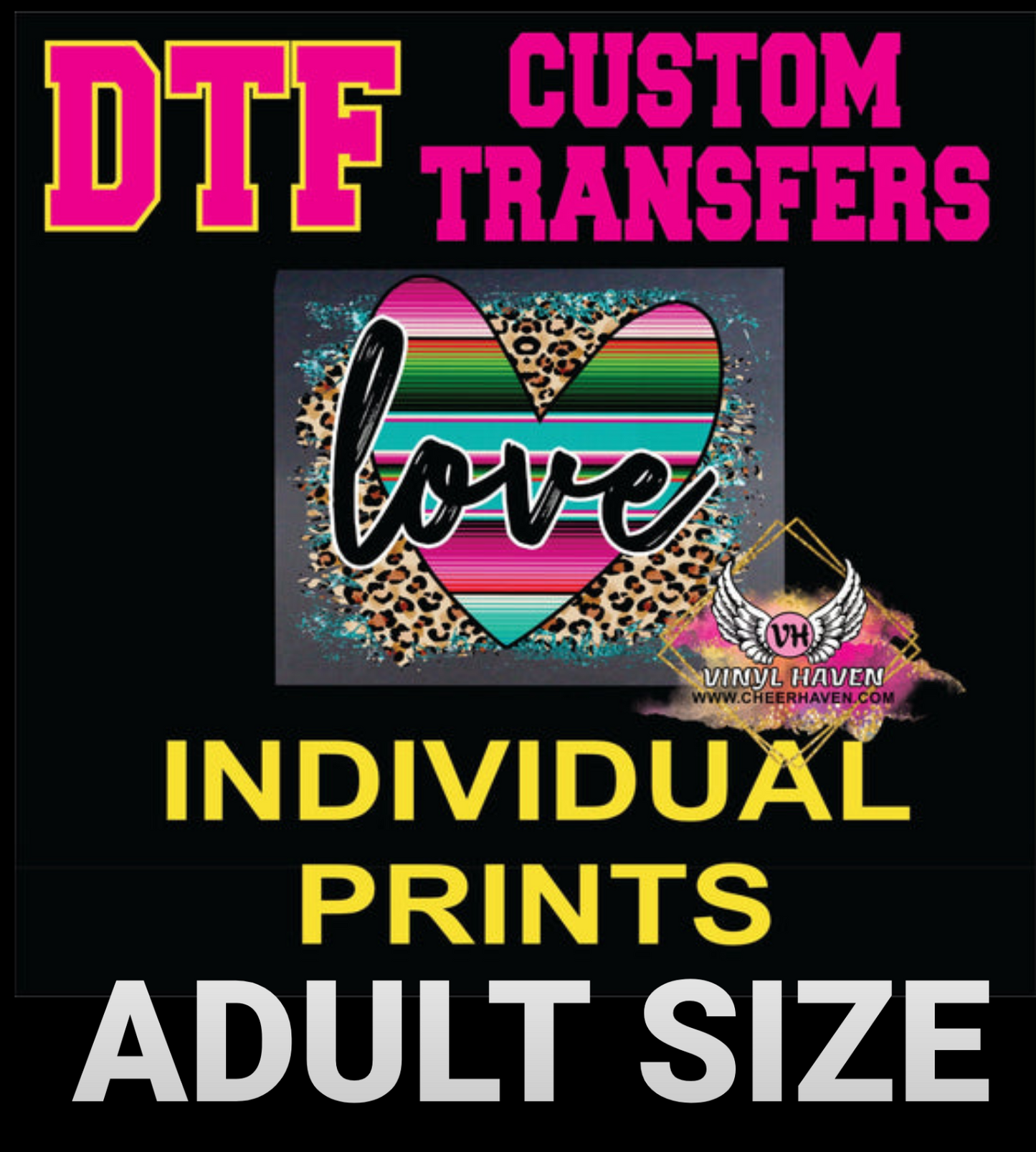 DTF Custom Transfers Individual print * ADULT size (10.85")