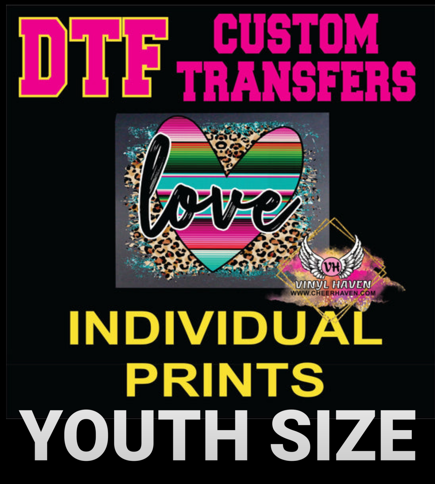 DTF Custom Transfers Individual print * YOUTH size (8.75"- 9")