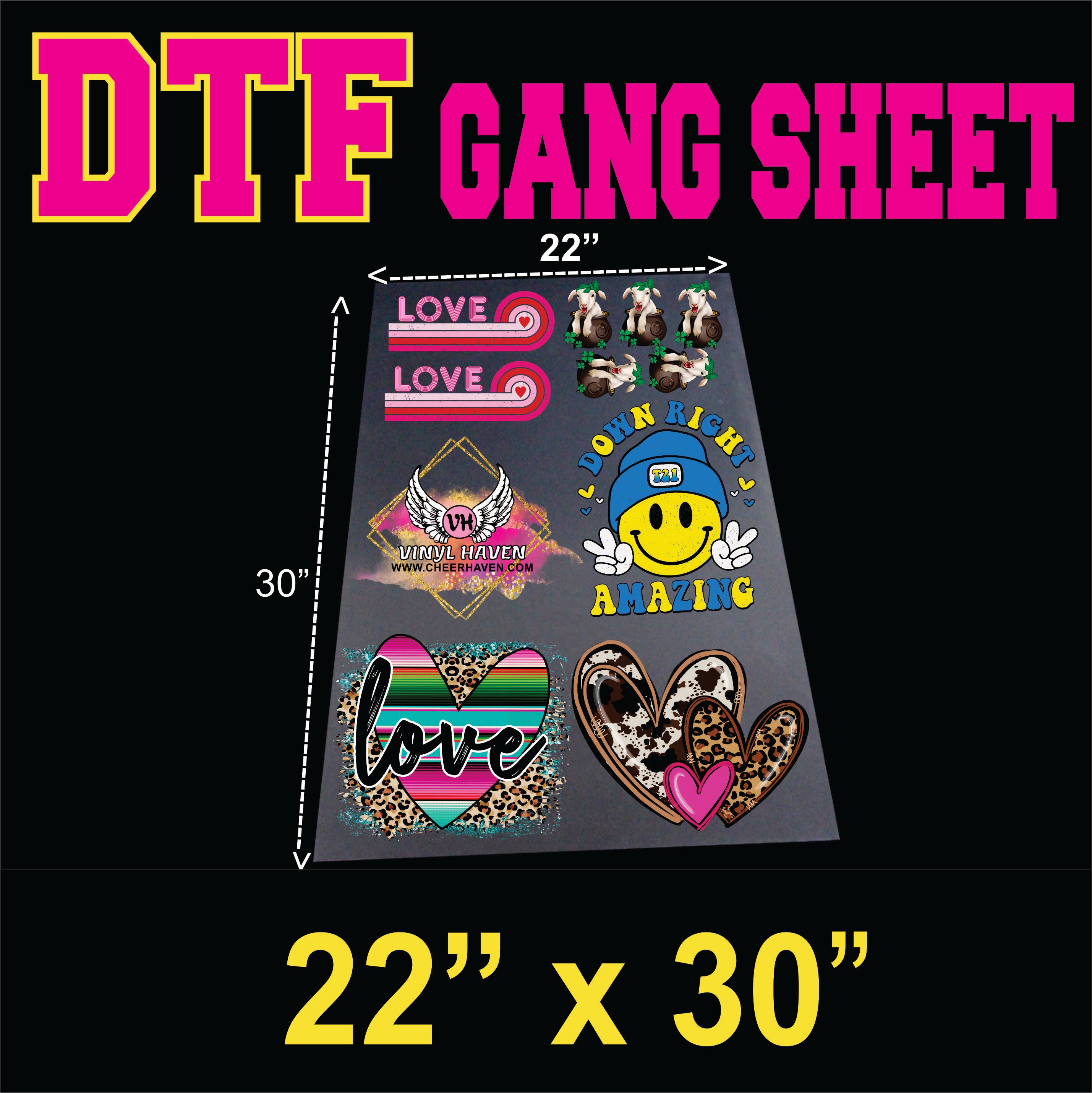 DTF Custom Transfers GANG SHEET Roll 22 X 30 DTF Xpress Transfers Dtf custom transfers gang sheet roll 22 x 30 dtf xpress transfers