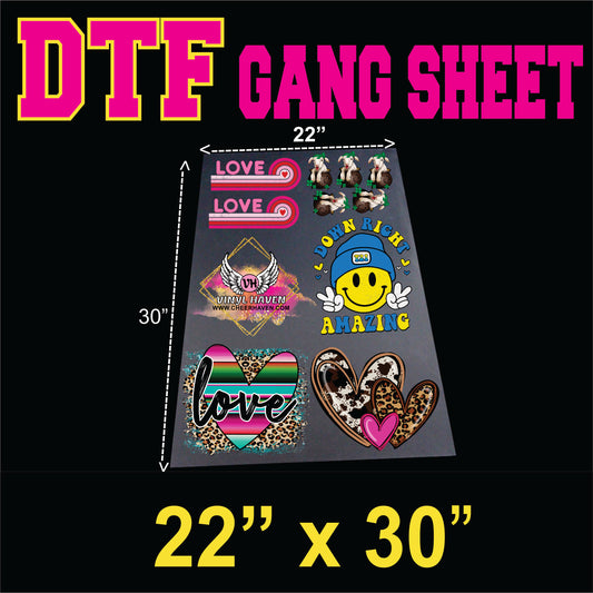 DTF Custom Transfers GANG SHEET (Roll) 22" x 30"